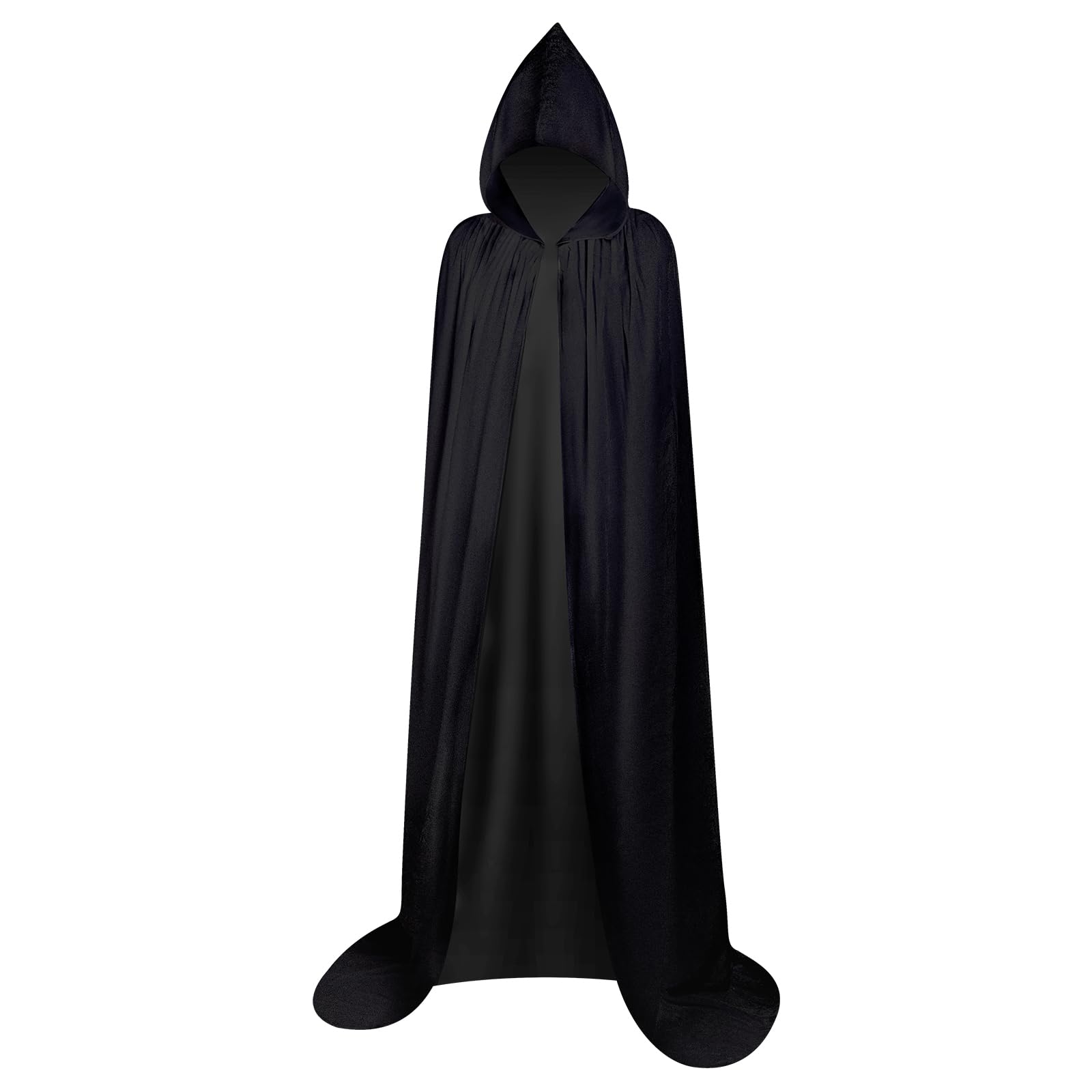 Myir JUN Unisex Hooded Halloween Cloak Long Cape Robe Velvet Fancy Dress Costumes for Adults Kids Cosplay (M, Black Velvet)