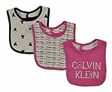 Calvin Klein Infant Girls Pink Rose Teddy Bear 3 Pack Bibs