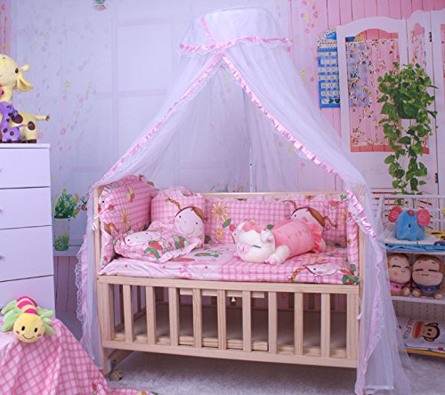 CdyBox Breathable Baby Bed Canopy Toddler Sleeping Dome Mosquito Net Crib Netting Palace-style Lace Décor (Pink) - Thumbnail 7