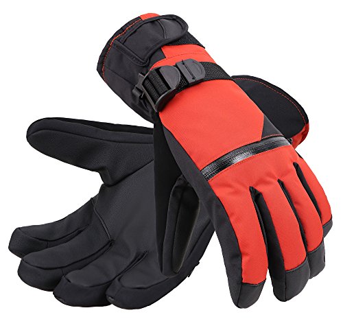 Andorra Men's Thinsulate Insulated Touchscreen Ski Snow Gloves with Zippered Pocket,Burnt Orange,M