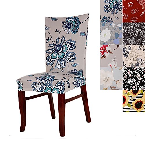 1pc Short Stretch Dining Chair Cover Washable Floral Pattern Chair Slipcovers Seat Protector for Hotel, Home Decor