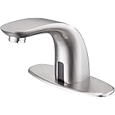Charmingwater Touchless Bathroom Sink Faucet with Hole Cover Plate, Brushed Nickel