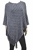 Women's Long Knitted Fringe Trim Sweater Poncho Cape Scarf Wrap One Size