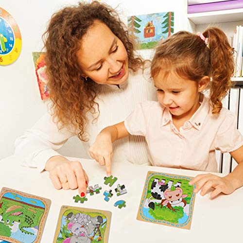 LovesTown Wooden Jigsaw Puzzles,6 Pcs Preschool Puzzles 2-5 Years Old Toddler Puzzles 16 Pieces Animal Puzzles for Kids Preschool Educational Learning Toys