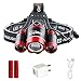 LED Headlamp, Loyalfire 3 Headlamp XML-T6 Bright Light 4 Modes Rotary Zoomable Waterproof Headlight Flashlight with Powered Battery USB Rechargeable, for Camping/Hiking / Travel/Reading