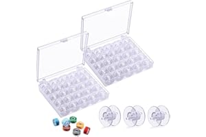 50 Pcs Transparent Plastic Sewing Machine Bobbins, Ljxyloog Sewing Machine Universal Clear Bobbins with Bobbin Case