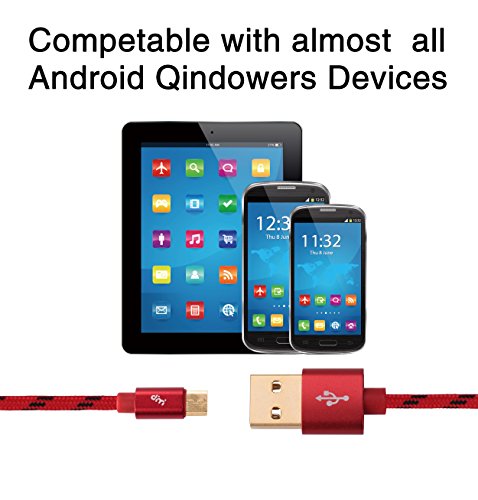 Dimi Micro USB Cable 6.5ft Nylon Braided Fast Quick Charger Cable, Durable Charging Cable USB to Micro USB 2.0 Android Charging Cord for Samsung, HTC, Motorola, Nokia, Android And More , Red