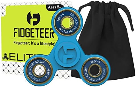 Fidget Spinner [3d Figit] | Tri Spinners | Double Sided Figet Toy with Pouch and Warranty (Elite Blue) by Fidgeteer