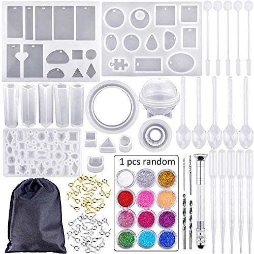 oftenrain 83PCS Silicone Jewelry Casting Molds DIY Crystal Epoxy Tool Set, Bracelet Pendant Mold Combination for Handmade Jewelry, Light Metal, Gypsum, Wax, and Soap Making