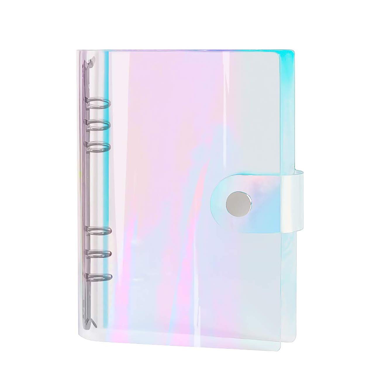 Zhi Jin A5 Rainbow Soft PVC Notebook Cover Case Loose Leaf Binder Round Ring Protector with Snap Button Closure