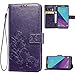 Galaxy J7 2018,J7 Star,J7 Refine,J7 Aero,J7 Aura,J7 Top Case,[Flower Embossed] Leather Wallet Flip Folio Protective Case Cover with Card Holder and Stand for Samsung Galaxy J7 2018 SM-J737 (Purple)