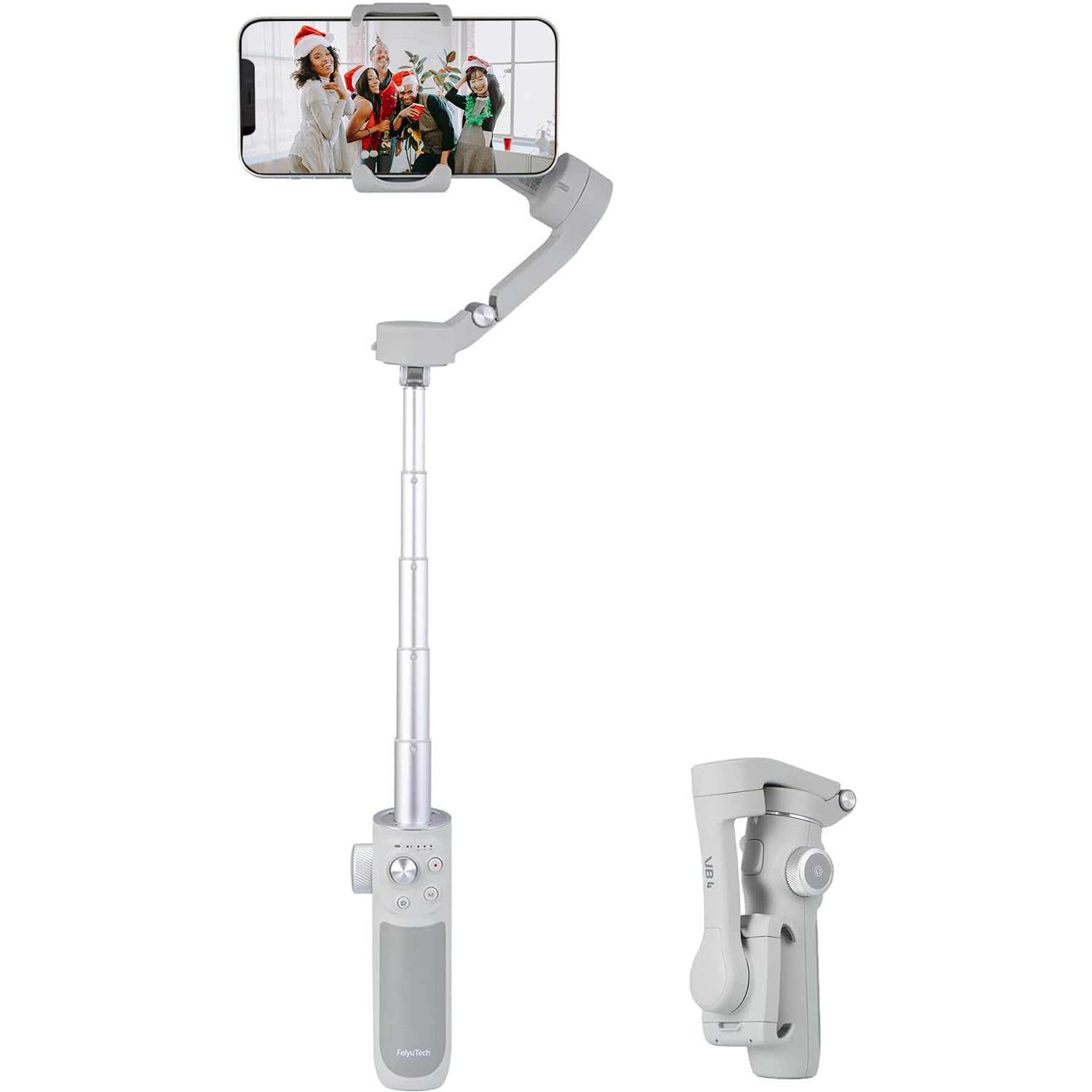 Feiyu Tech Feiyutech Vb4 [Officiel] Stabilisateur De Cardan Pour Smartphone À 3 Axes, Perche Extensible Intégrée, Suivi De L'Ia Visage/Objet, Compatible Avec iPhone 14 13 Pro, Mini, Samsung, Android, Youtube,
