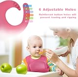 Vicloon Silicone Baby Bib 2PCS Waterproof with Wide Food Catcher Pocket Pink view 5