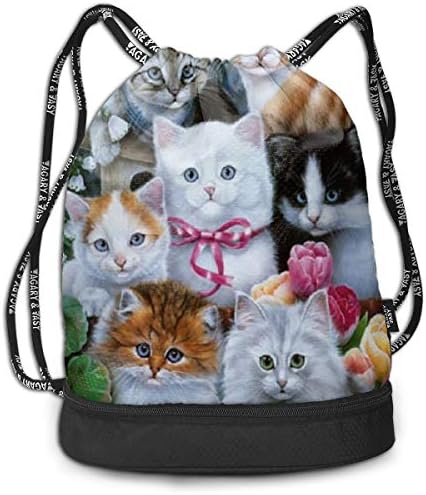 Drawstring Backpack Bundle Gym Bike Duffel Bag Knapsack Fashion Waterproof Sport Bag for Men Woman School Travel Taylor Swift Cat Print Pack
