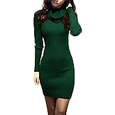 v28 Sweater Dress for Women Ribbed Knit Fitted midi Sexy Fall Winter Bodycon Cowl Neck Dresses