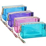 4 Pieces Transparent Cosmetic Bag Waterproof Portable Clear Makeup Bag Travel Toiletry Pouch with Zipper for Vacation, Bathroom, Organizing