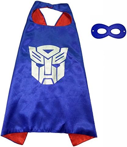 FASHION ALICE Superhero Superman CAPE &amp; MASK SET,Halloween Costume Cloak for Child (Transformers,Blue)