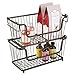 mDesign Stackable Metal Basket for Kitchen Storage - Wire Farmhouse Bin Basket w/Handles for Pantry - Stacking Wire Basket Organizer for Food, Drinks, Snacks - Hyde Collection, 3 Pack, Bronze