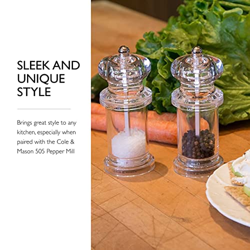 COLE & MASON 505 Salt Grinder Clear Acrylic Mill Includes Precision