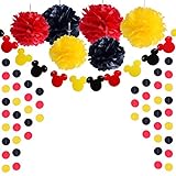Threemart Colorful Party Supplies Yellow Black Red For Mickey Mouse Baby Shower Birthday Decorations Garland