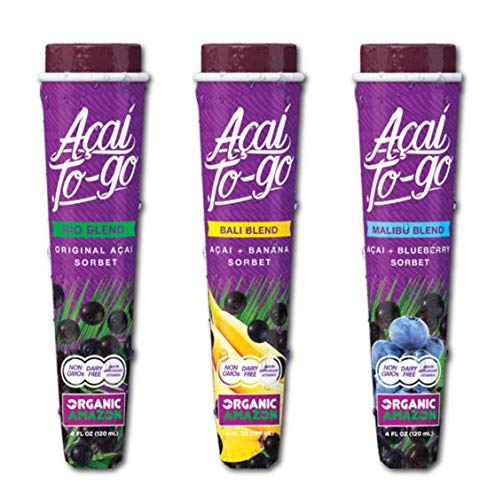 Acai To-Go Berry Puree Tubes by GlacierBox - Organic, Dairy Free Frozen Sorbet, 24 Count