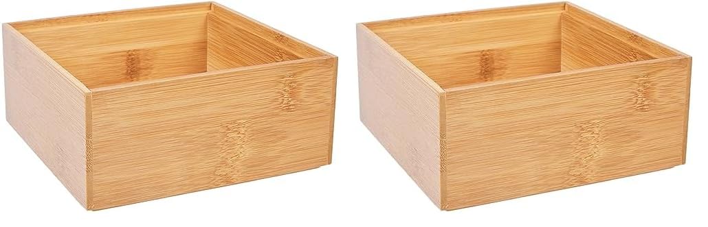 Zeller Storage Box, Wood, Multi-Colour, 15x15x6.5cm (Pack of 2)