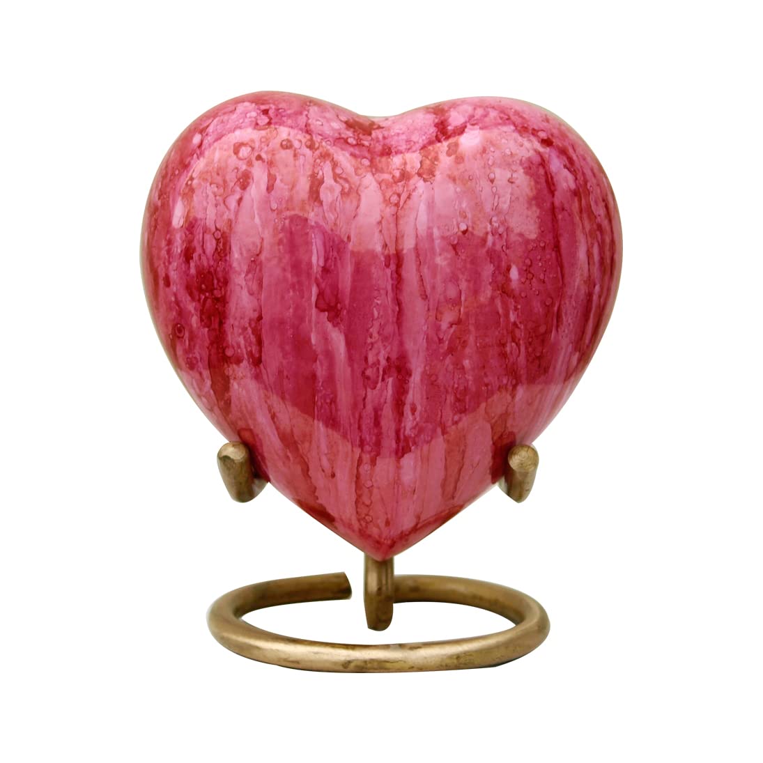 Well Blessed Small Brass Made Pink Heart Keepsake Cremation Urn For Ashes, A Small Heart Memorial Urn.