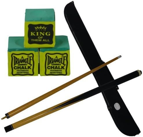 2 piece trade quality 48 inch snooker / pool cue with FREE cue case & 3 FREE Triangle Green Chalks