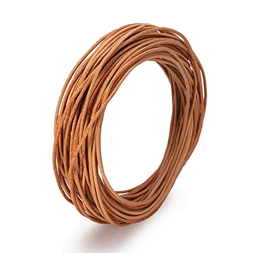 BEADNOVA 2.0mm Genuine Round Leather Cord Leather Strips For Jewelry Making Bracelet Necklace Beading, 10 Meters/11 Yards, Natural Color