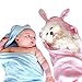 Luxury Hooded Baby Towel and Washcloth (Pink) | Extra Soft Bamboo Baby Towels for Infant, Toddler, Newborn and Kids | Great Gift, Baby Girl Towel for Pool and Beach | Softer than Organic Terry Cotton