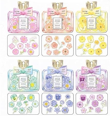 Amazon Co Jp 透け感あり トレペ素材 お花のシール ミルフルール シール 6点セット 5 花びら 色紙 パステルカラー おもちゃ