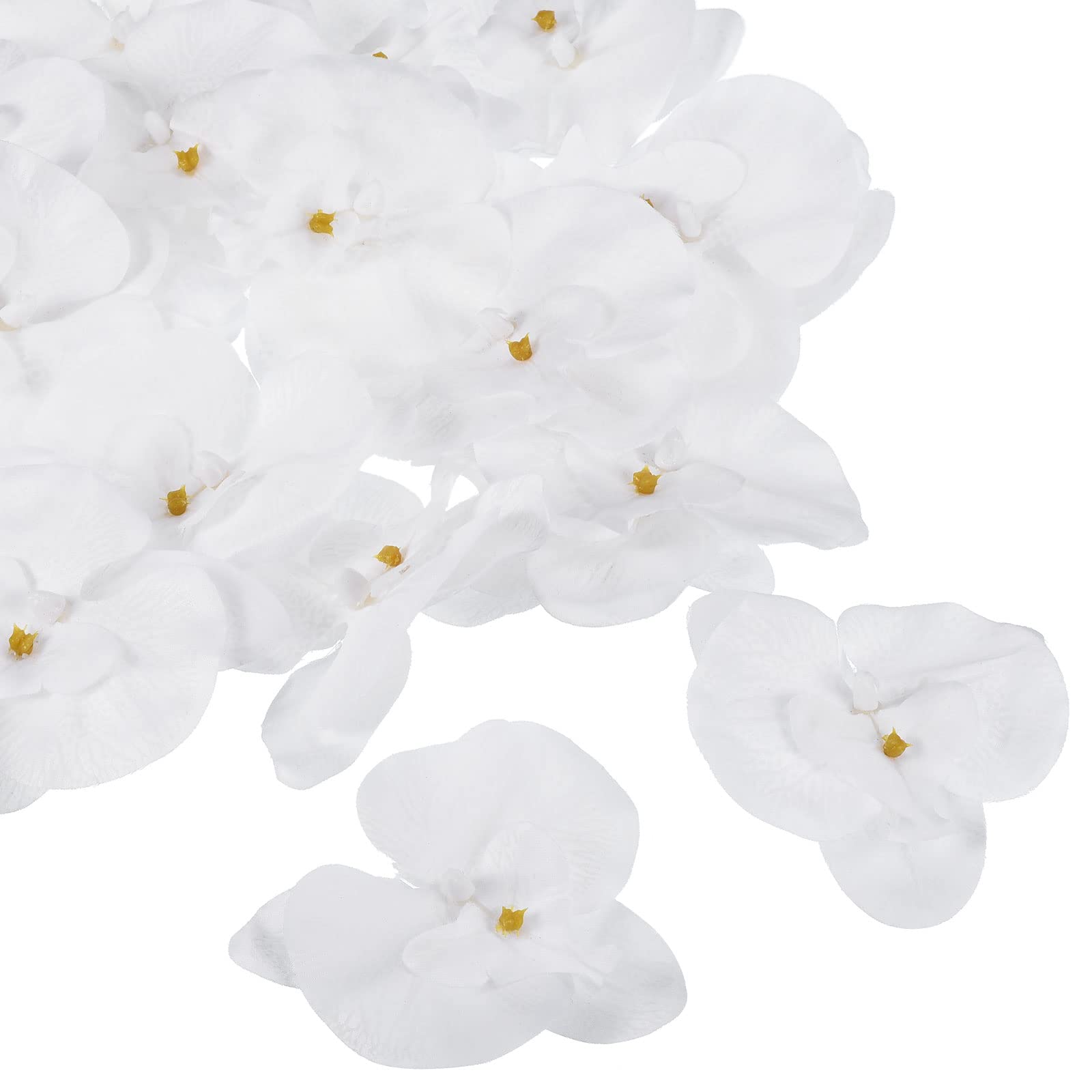 PATIKIL 9cm/3.5" Artificial Orchid Flower Heads, 20 Pack Silk Phalaenopsis Fake Butterfly Orchid Heads for Wedding Floral Bouquet Decor DIY Craft Making, Pure White