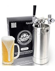 NutriChef Pressurized Growler Tap System - Stainless Steel Mini Keg Dispenser Portable Kegerator Kit - Co2 Pressure Regulator Keeps Carbonation for Craft Beer, Draft and Homebrew - PKBRTP100.5 (128oz)