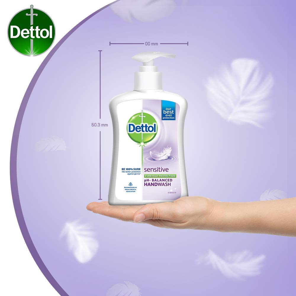 Dettol Liquid Sensitive Handwash - 200 ml with Free Dettol Original Liquid Hand Wash Pouch - 175 ml (Any Variant) : Beauty
