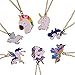 Rainbow Unicorn Necklace,Unicorn Party Favors,Unicorn Pendant for Girls,Fashion Necklace Birthday Gift - (Set of 7)