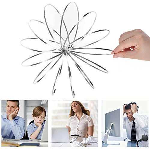 FM Fidget Magic Ring, Kinetic Spiral Flow Spring Ring Toys with 3D Novelty Shape, Stress Relief and Decompression, Interactive Multi-Sensory New Toys for Adults and Kids(Silver)