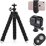 Phone tripod, Tripsky Portable and Adjustable Camera Stand Holder with Remote and Universal Clip for iPhone, Android Phone, Camera, Sports Camera GoPro