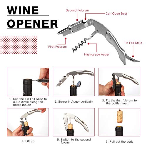 RAGU 4-in-1 Vacuum Wine Stoppers Set with Wine Saver Pump, Wine Opener, Wine Aerator and 4 Beverage Air Bottle Stoppers