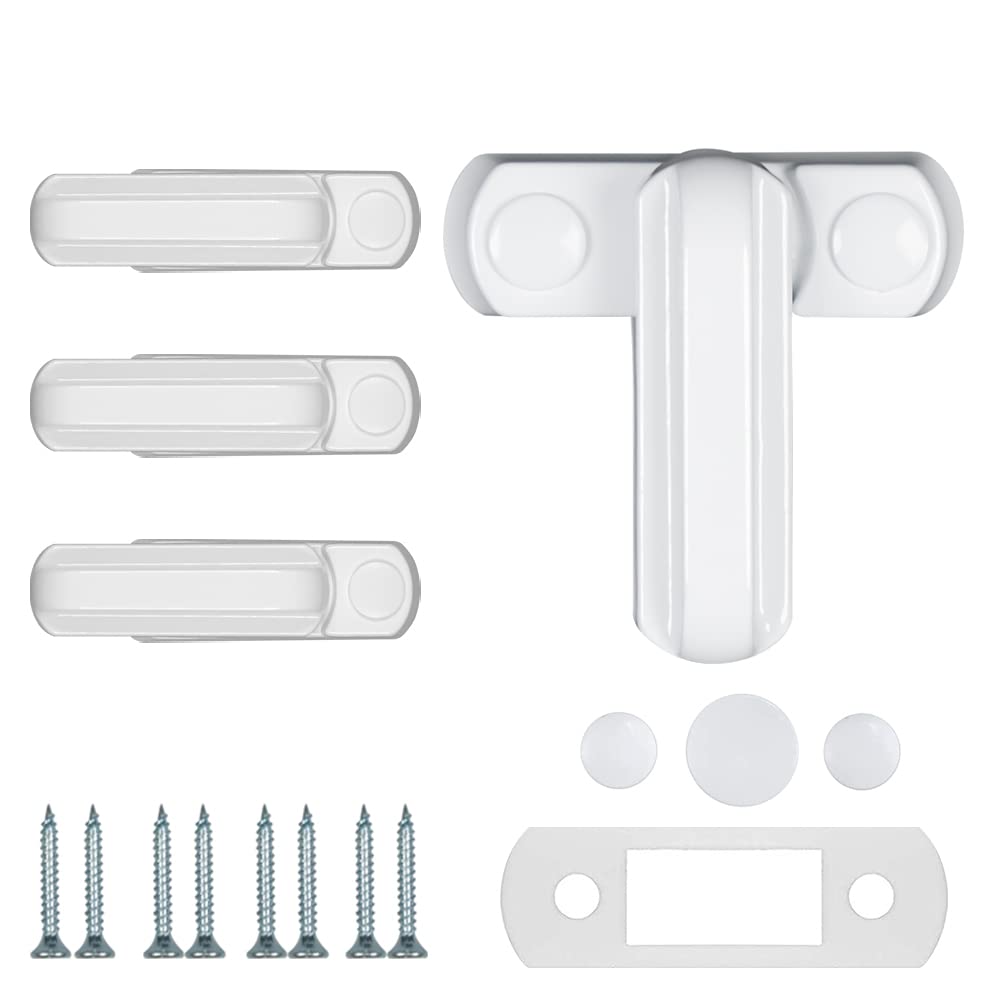 Sash Blocker Window Jammer Black Strong Zinc Cast Alloy Extra Security Locks for UPVC/PVC Door/Window Restrictor Lock Home Security (White, 4pcs)