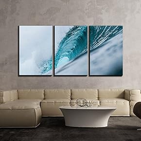 3 Piece Canvas Wall Art - Close Up of Sea Wave - Modern Home Art Stretched and Framed Ready to Hang - 16"x24"x3 Panels