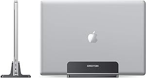 OMOTON Vertical Laptop Stand, [Adjustable MacBook Stand] [Space Saving] Desktop Holder Stand for MacBooks, Apple Notebooks, Aluminum, Black