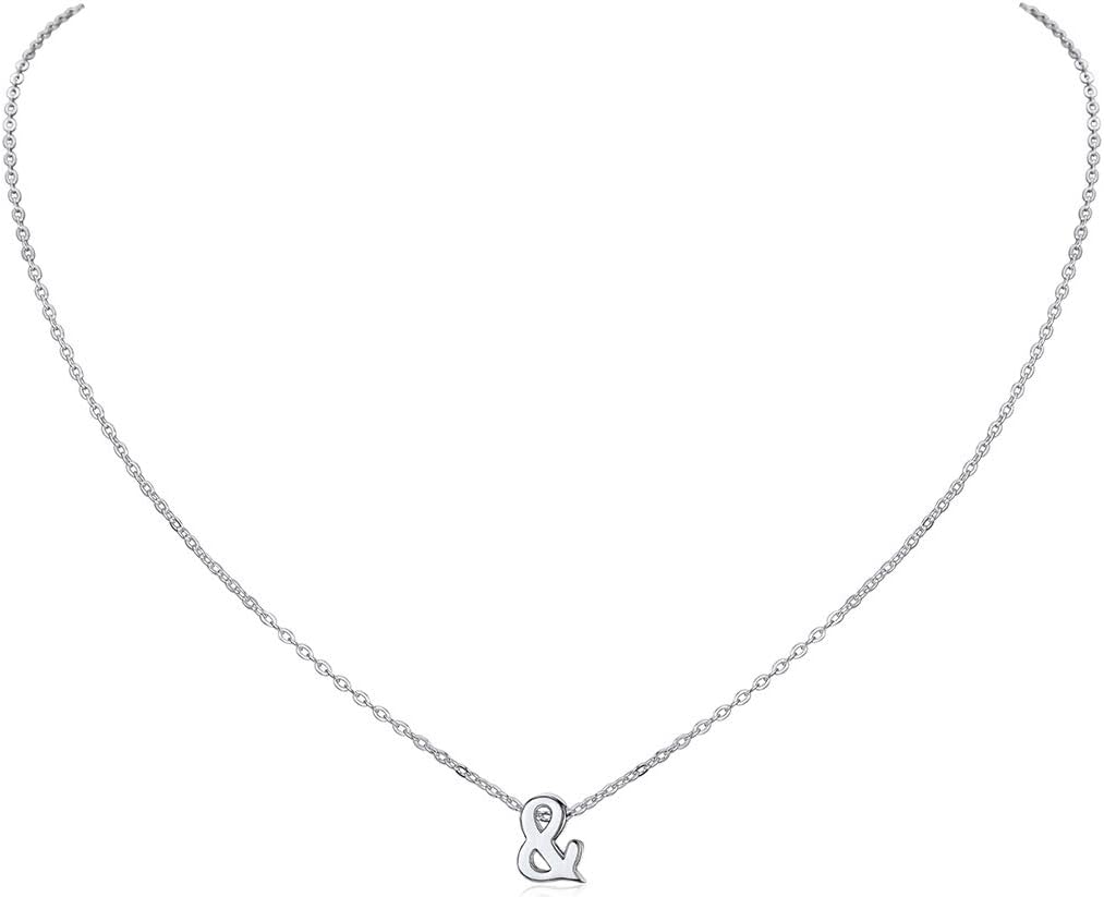 ChicSilver925 Sterling Silver Ampersand Symbol Necklace Minimalist and Sign Pendant Necklace Layering Necklace for WomenRecycled Claim Standard Blended