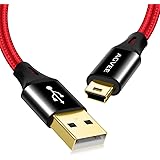 AGVEE 2 Pack 3ft Mini USB Cable, Braided Durable USB-A to Mini-B Charger Charging Cord for TI-84, Garmin GPS, Go-Pro Hero 4 3