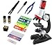 Inquisitive Minds Kids Beginner Toy Microscope Kit With Prepared Slides, LED, 100X, 400X and 1200X Magnification
