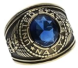 Sujak Jewelry US Navy Blue CZ 18K Gold Overlay Men's Ring size 8 9 10 11 12 13