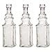 Luna Bazaar Small Vintage Glass Bottle Set (6.5-Inch, Clear, Ella Square Design, Set of 3) - Flower Bud Vase for Home Décor and Wedding Centerpieces