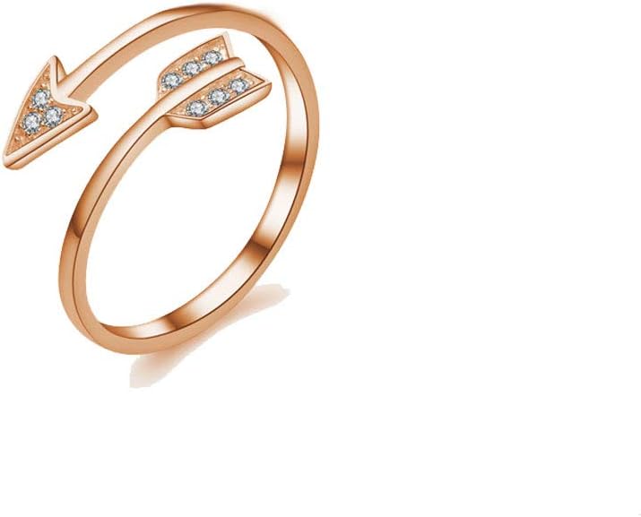 METTU Silver and Rose Gold Open Adjustable Love Arrow Ring for Girls