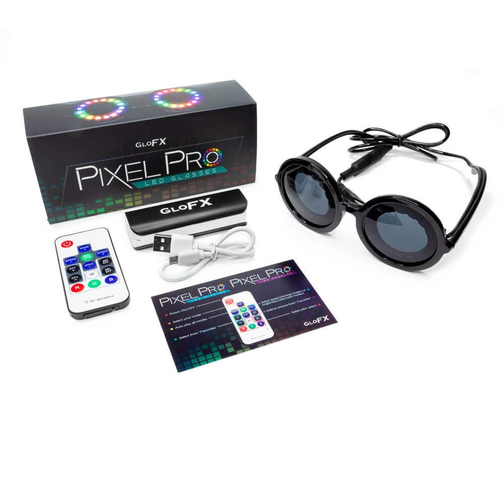 GloFX Programmable LED Glasses - 350 Full Color Modes - USB Rechargeable Light Up Glasses for Edm Music Festival Rave Party Dance Performance Cosplay Costume