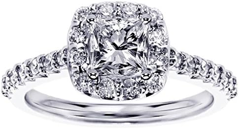 1.12 CT TW Halo Princess Cut Diamond Engagement Ring in Platinum - Size 12