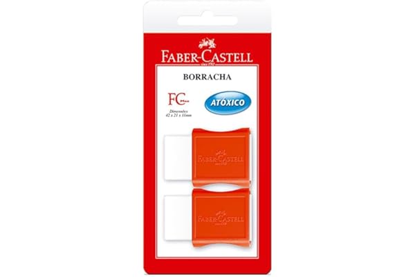 Borracha Branca Pequena com Capa Plástica, Faber-Castell, FC Max, SM/107024, 2 Unidades